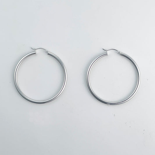 ReMARKable Estate Large Hoop Earrings (No Stones) in 14 Karat White
