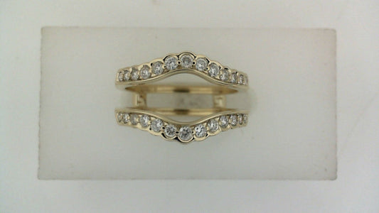 Yellow gold contour band with round diamonds.