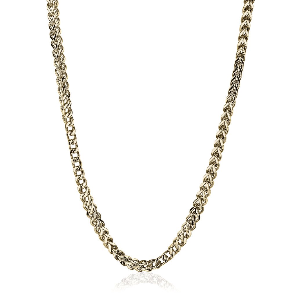 Yellow stainless steel Franco chain necklace.