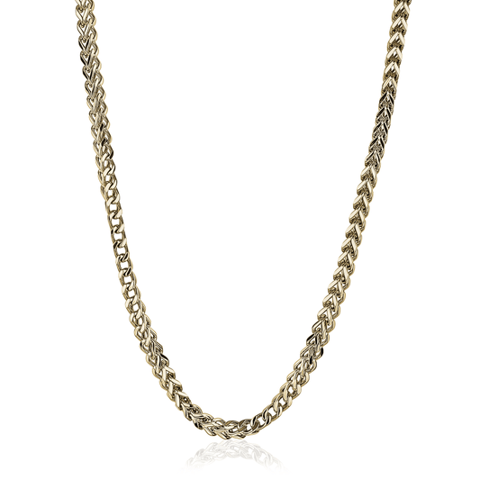Yellow stainless steel Franco chain necklace.