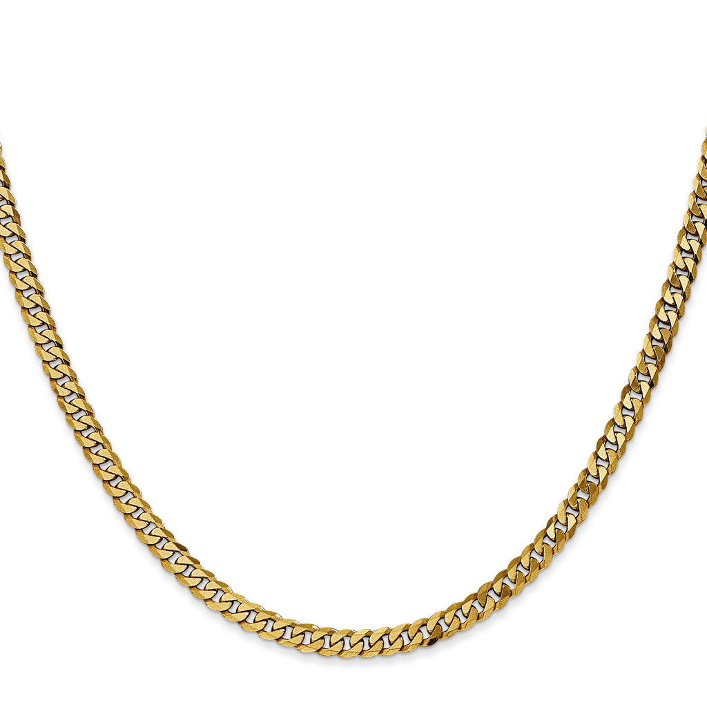 14K yellow gold curb chain, polished finish.