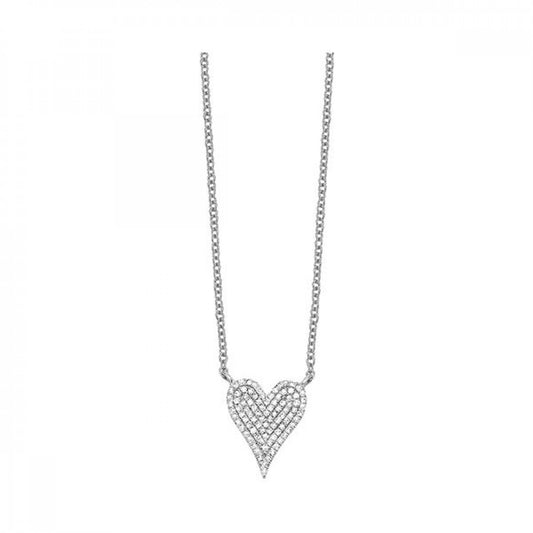 Heart-shaped diamond necklace in rose gold.