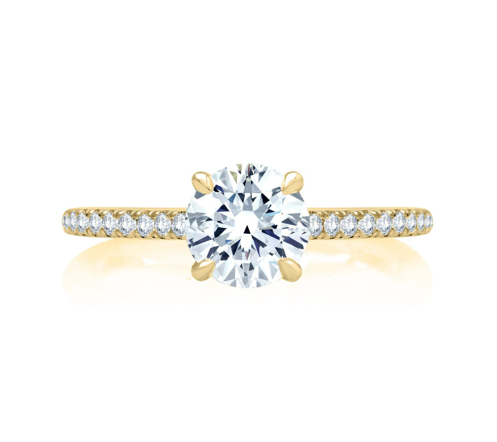 14K white gold ring with round diamonds.
