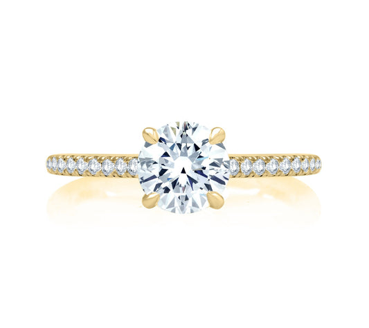14K white gold ring with round diamonds.