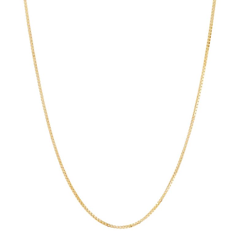 14K yellow gold box chain necklace.
