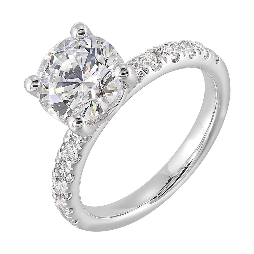 14K white gold diamond semi-mount ring