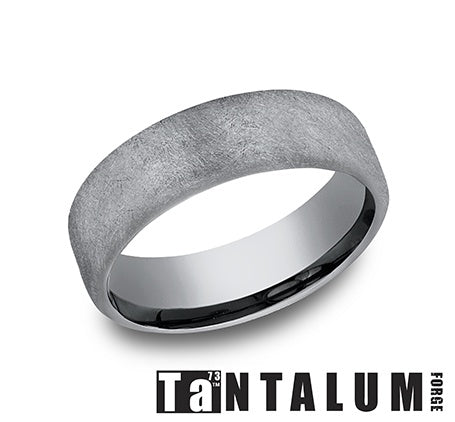 Tantalum grey carved band, matte finish.