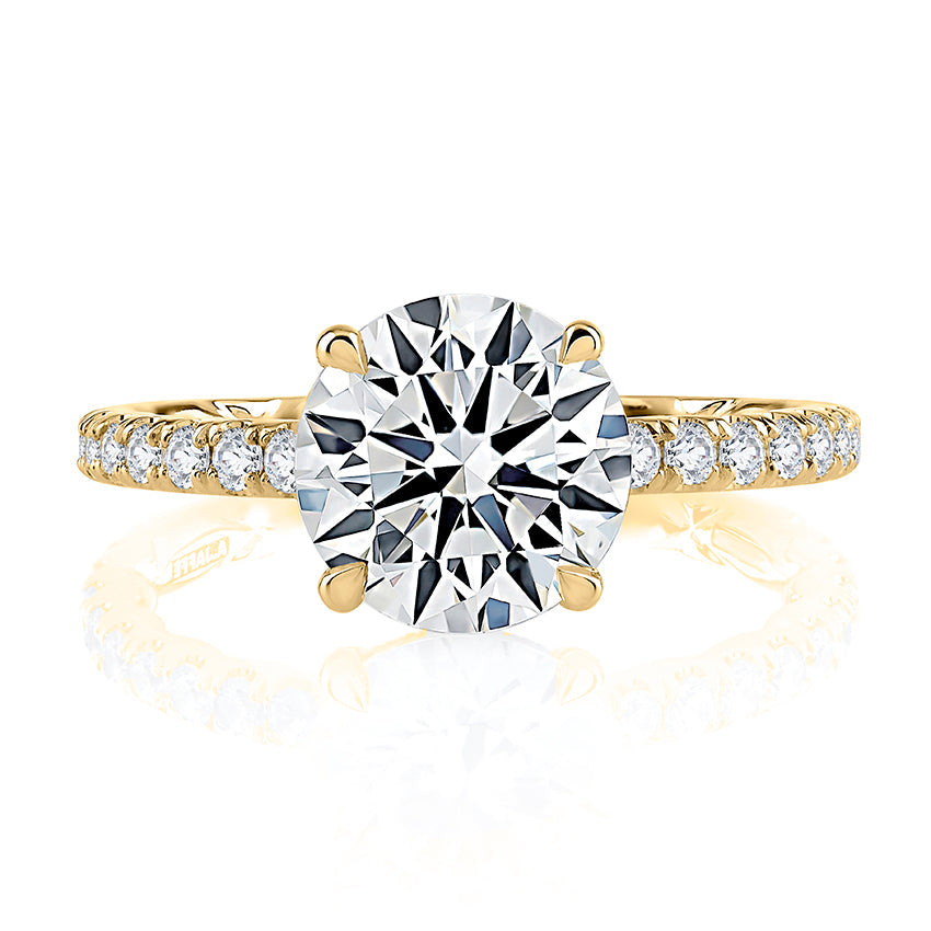 14K white gold ring with round diamonds.