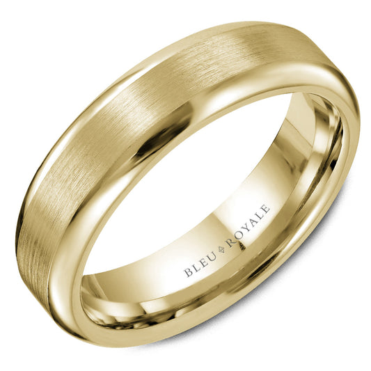 14K yellow gold band, polished satin finish.