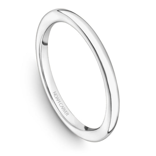 14K white gold carved band, sleek design.
