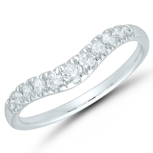Contour white gold band with round diamonds.