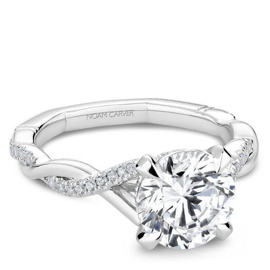 Twisted diamond band, white gold semi-mount.