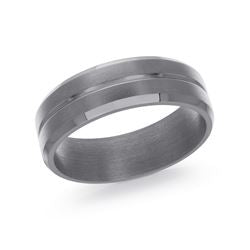 Marks Signature Men's Carved Band (No Stones) in Tantalum Grey 7MM