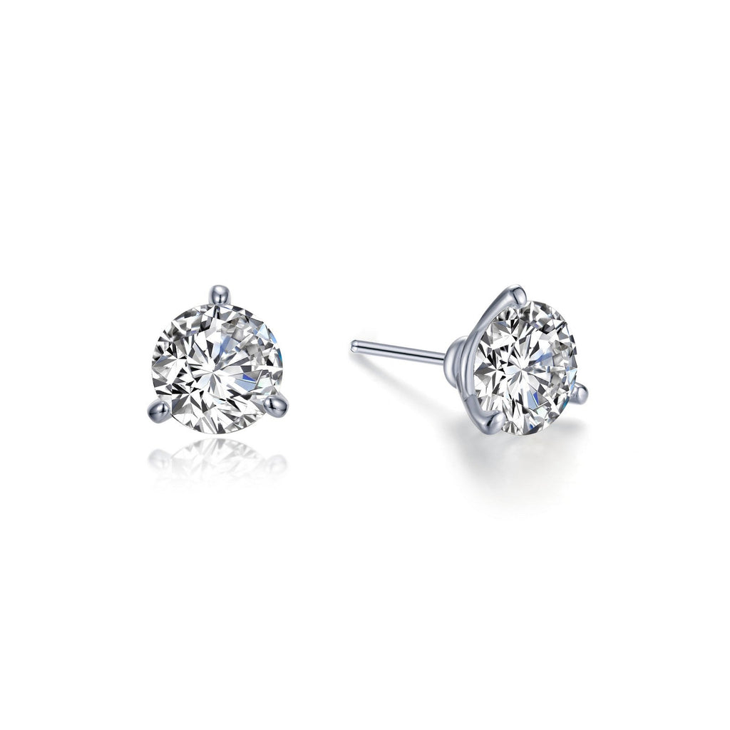 Simulated diamond studs in platinum sterling silver.