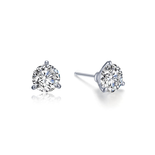 Simulated diamond studs in platinum sterling silver.