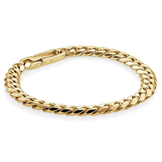 Stainless steel yellow bracelet, fold-over clasp.