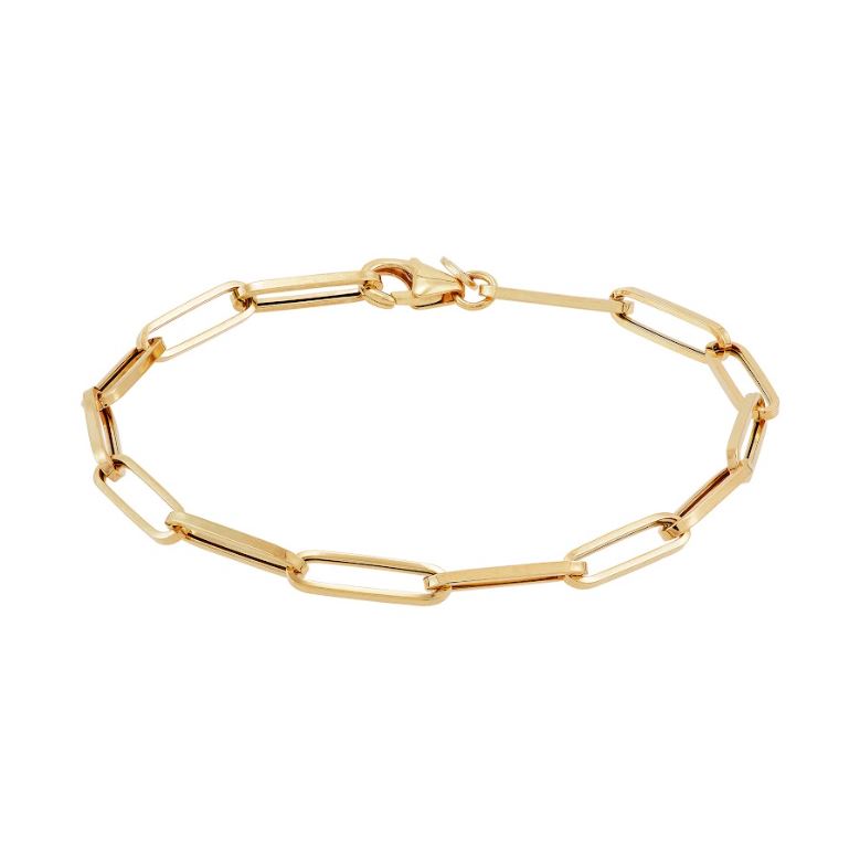 14K gold paperclip bracelet, lobster clasp.
