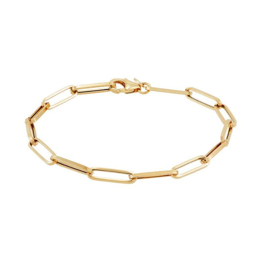 14K gold paperclip bracelet, lobster clasp.