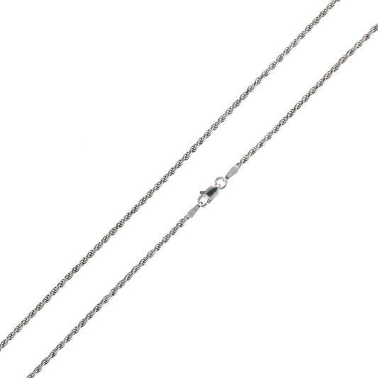 14K white gold rope chain, lobster clasp