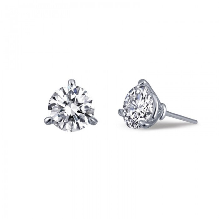 Simulated diamond studs, platinum bonded sterling silver.