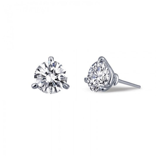 Simulated diamond studs, platinum bonded sterling silver.
