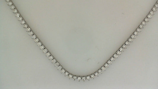 Round diamond tennis necklace in white gold.