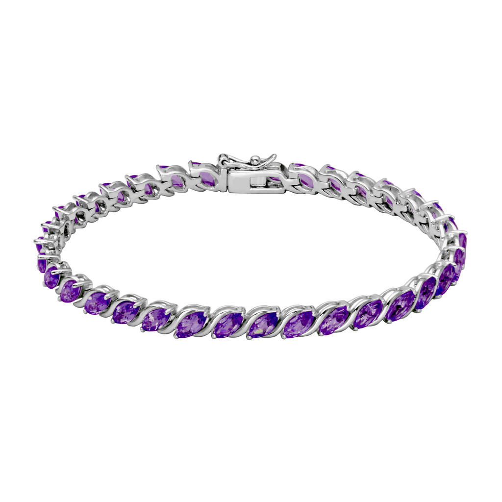 Sterling silver bracelet with marquise amethysts.