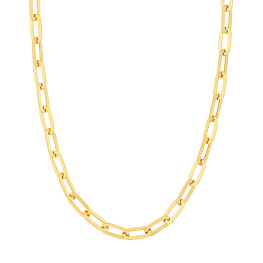 14K yellow gold paperclip chain necklace.