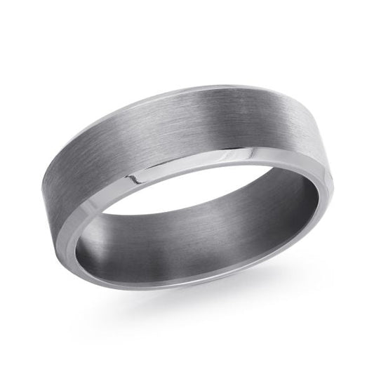 Tantalum grey carved men's band, 7MM.