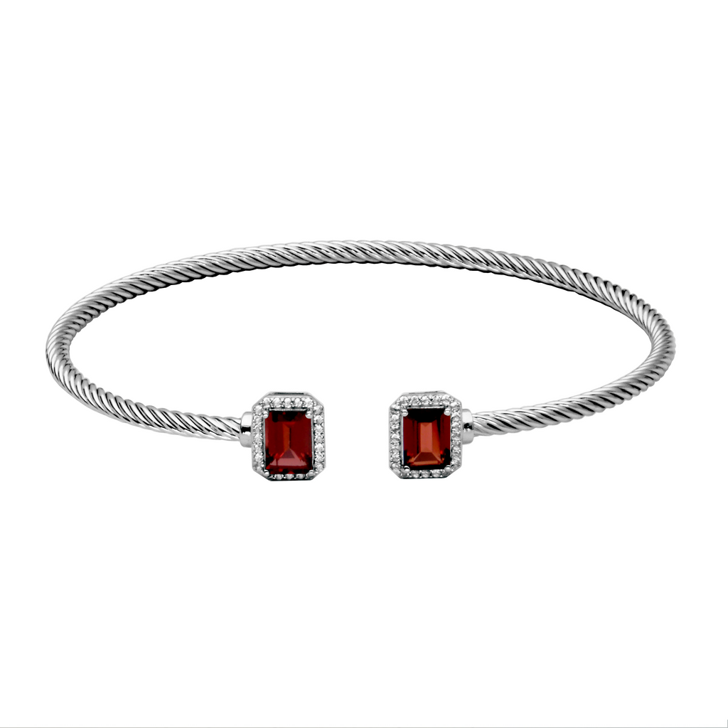 Sterling silver cuff with emerald garnets, topazes.