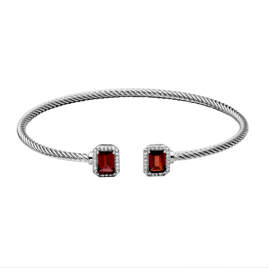 Sterling silver cuff with emerald garnets, topazes.
