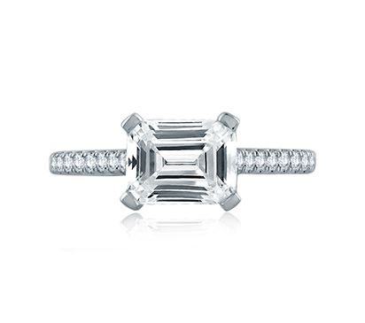 14K white gold ring with diamonds.
