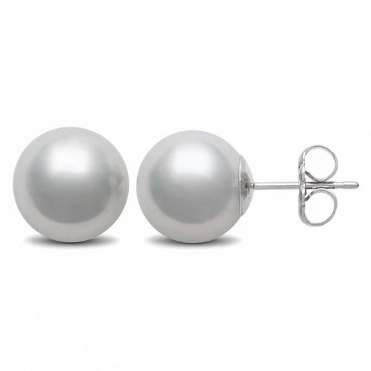South Sea pearl stud earrings in white gold.
