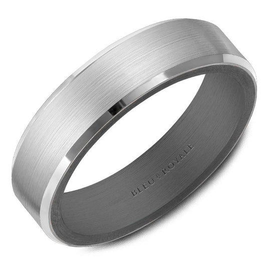 Tantalum white-grey band, polished satin finish.