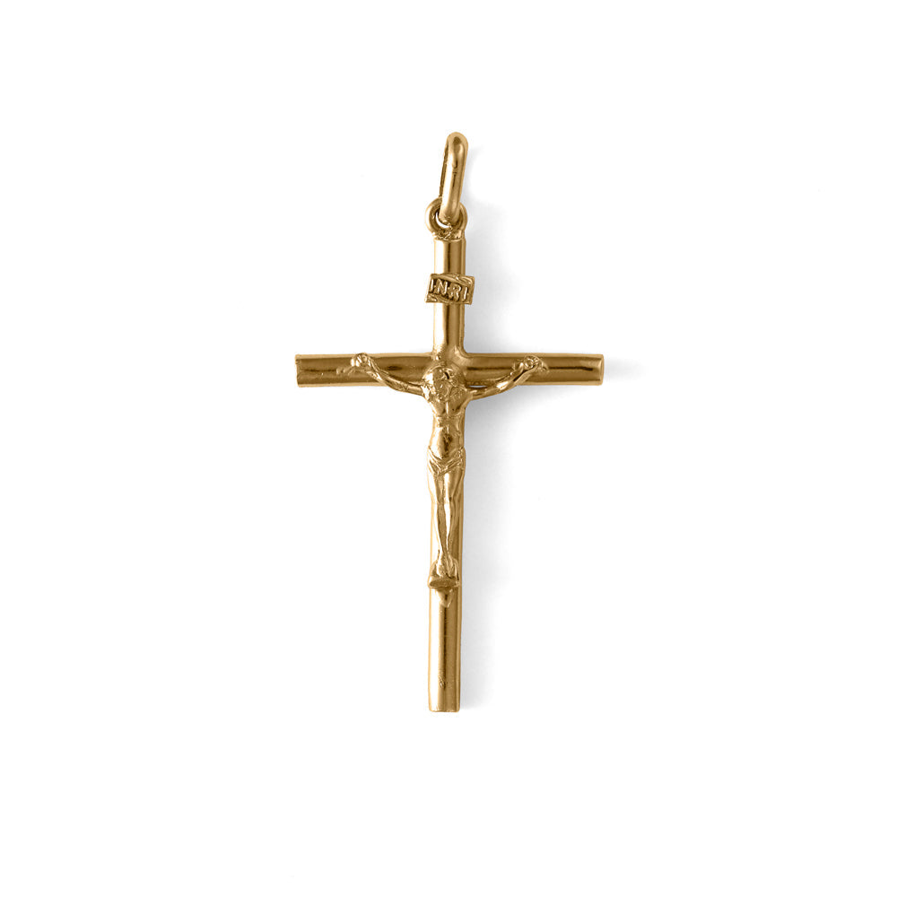 14K yellow gold crucifix pendant.