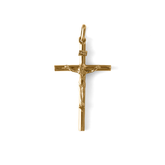 14K yellow gold crucifix pendant.