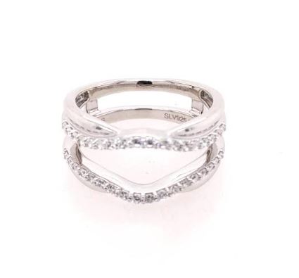 14K white gold diamond contour band.