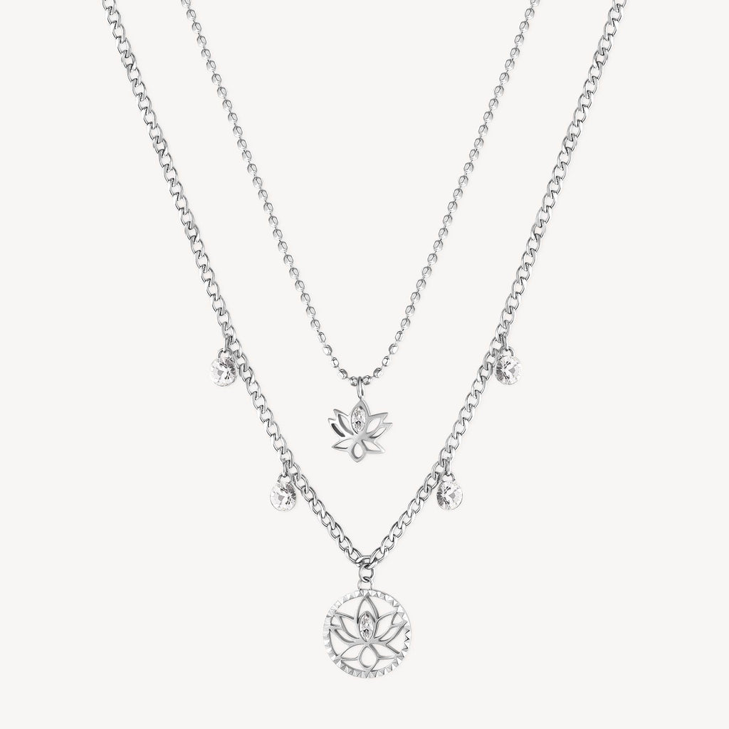 Simulated diamond pendant necklace, stainless steel.