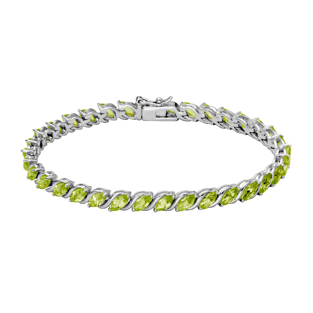 Marquise-cut Peridot bracelet in sterling silver.