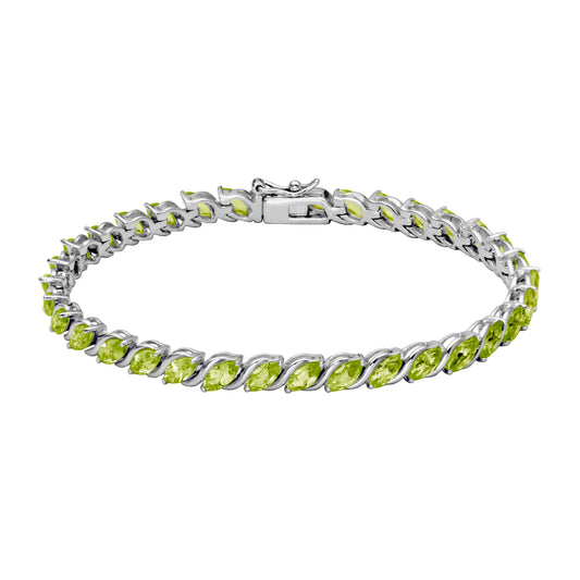 Marquise-cut Peridot bracelet in sterling silver.