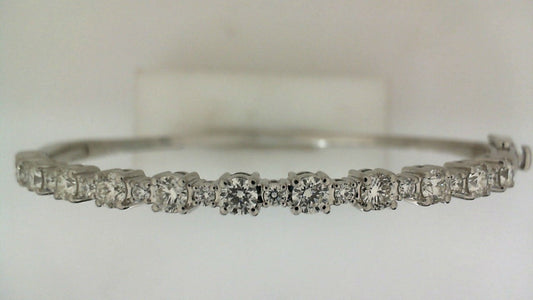 ReMARKable Designs Natural Diamond Bangle Bracelet in 14 Karat White Gold with 1.50ctw Round Diamonds