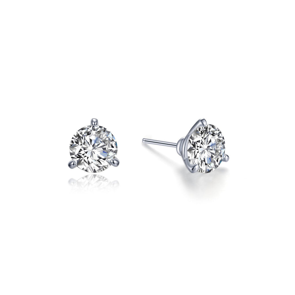Simulated diamond earrings in platinum sterling silver.