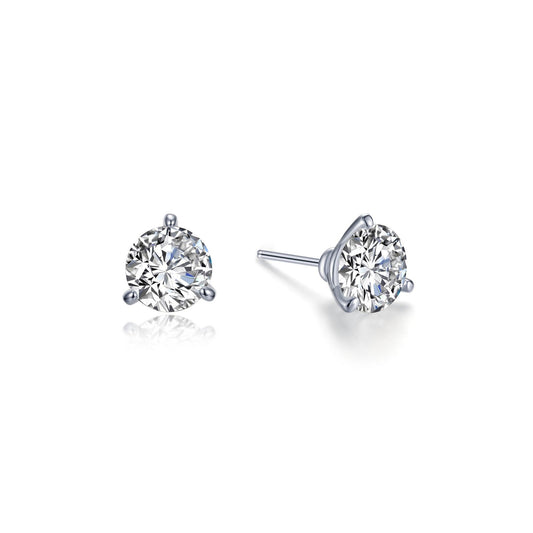 Simulated diamond earrings in platinum sterling silver.