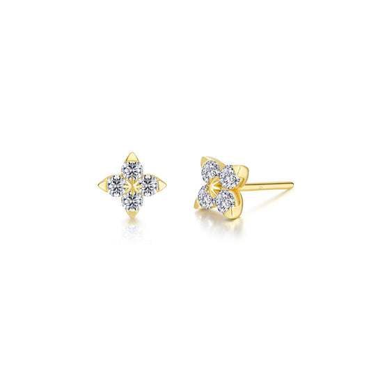 Yellow sterling silver earrings with simulated diamonds.