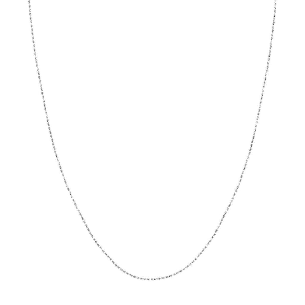 Diamond cut rope chain, 14K white gold.