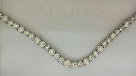 ReMARKable Designs Tennis Natural Diamond Necklace in 14 Karat White Gold with 37.64ctw Round Diamonds