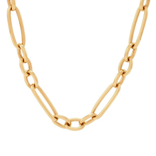 14K yellow gold Figaro chain necklace.