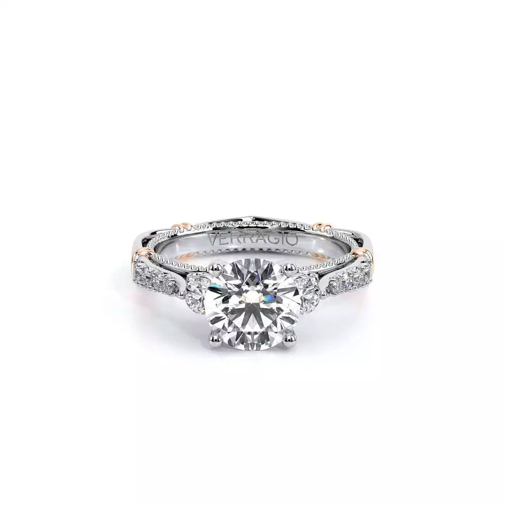 Verragio three-stone diamond ring, white-rose gold.