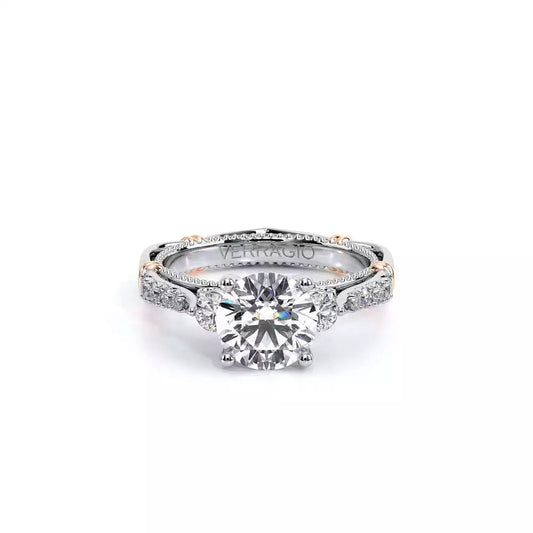 Verragio three-stone diamond ring, white-rose gold.