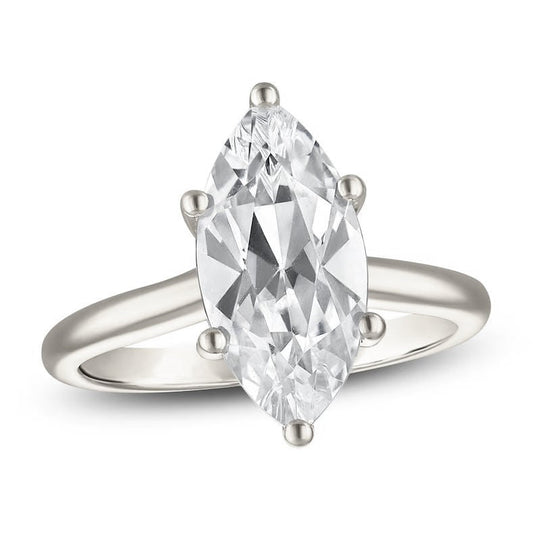 ReMARKable Designs Marquise Lab-Grown Diamond Complete Engagement Ring in 14 Karat White Gold with 3.03ct Marquise Center Lab-Grown Diamond, Color: F, Clarity: VS2, Size 7